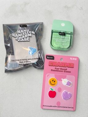 Green Hand Sanitizer + Charm Set with Silicone Case